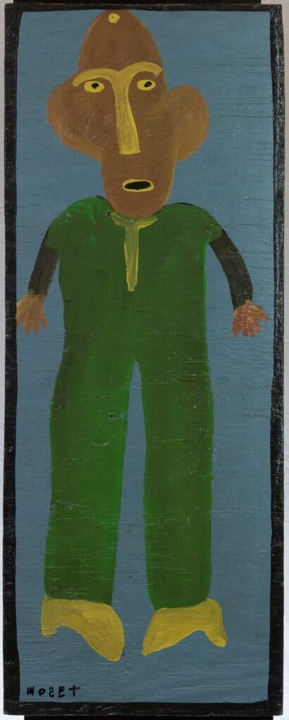 Original Mose T Naive Folk Art Figure Painting – Wooden Board Wall Art