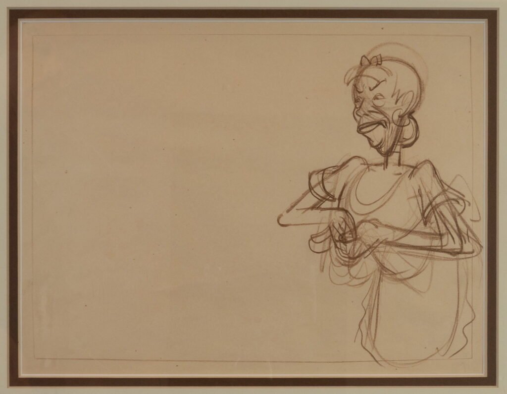 Framed Expressionist Character Concept Art – Original Pencil Illustration