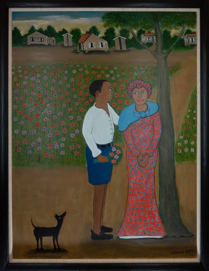 Framed Rural Folk Art Canvas – Lorenzo Scott Signed Original Painting